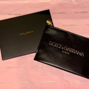 Dolce & Gabbana Beauty Black Pouch with Gold Printed Logo